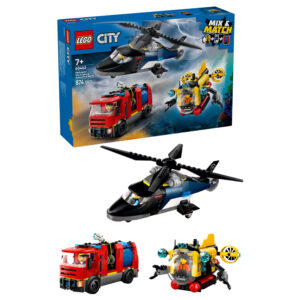 Elicopter, autospeciala de pompieri si submarin in versiuni remixate CITY LEGO