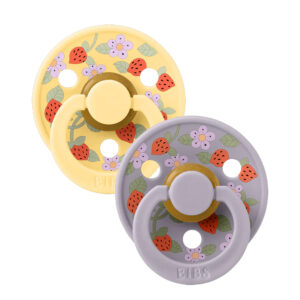 Suzete din latex Bibs Color 0-6 luni 2buc Liberty Strawberries/Cream Pale Butter Bibs