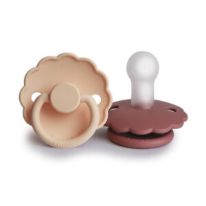 Set suzete din silicon Frigg Daisy (0-6 luni) Cream Pink/Powder Blush