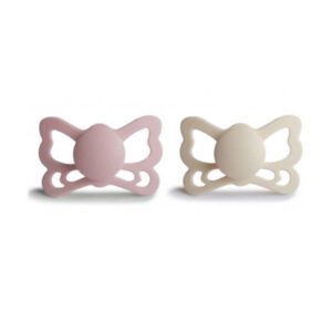 Set suzete din silicon Frigg Butterfly (6-18 luni) Cream/Blush