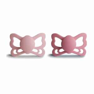 Set suzete din silicon Frigg Butterfly (6-18 luni) Blush/Cedar