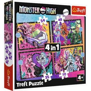 Puzzle 4in1 An electrifying day at Monster High / Mattel, Monster High Trefl