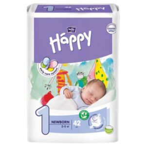 Scutece pentru noi-nascuti Nr.1 ( 2-5 kg) Bella Baby Happy New Born 42 buc