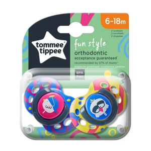 Suzeta ortod de zi Fun silicon 6-18 luni 2 buc Pasare Tommee Tippee