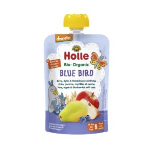 Piure Holle Bio Organic Blue Bird de mere, pere, afine si ovaz (6 luni+) 100g
