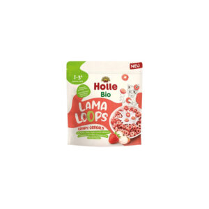 Cereale crocante Lama Loops cu mere si capsuna 12luni+125g Holle