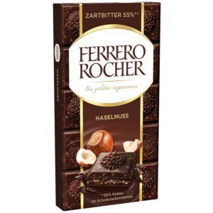 Ciocolata 55% neagra cu umplutura de nuci si alune tocate 90g Ferrero Rocher