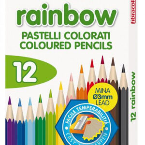 Creioane color cu ascutitoare 12 cul Rainbow Fibracolor