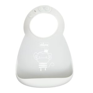 CHICCO Baveta din silicon cu buzunar GREY