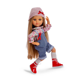 Papusa EVA articulat cu salopeta denim, 35 cm Luxury Dolls, Berjuan