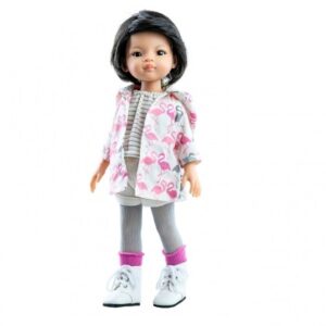 Papusa CANDY in scurta cu flamingo 32 cm Paola Reina