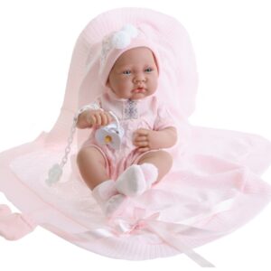 Papusa Nou-nascut in set roz 42 cm Antonio Juan