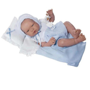 Papusa PABLO 45 cm - haine azul cu perinuta ASI