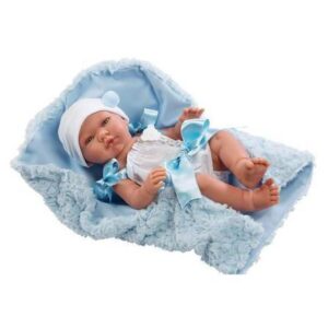 Papusa bebe PABLO 43 cm cu patura azuriu ASI