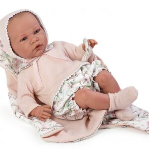 Papusa Julieta 46 cm - costum roz cu flori ASI