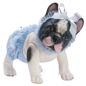 Jucarie Buldog Lily in costum azuriu. 32cm ASI