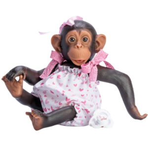 Jucarie Lola Cimpanzeu in salopeta roz. 32 cm ASI