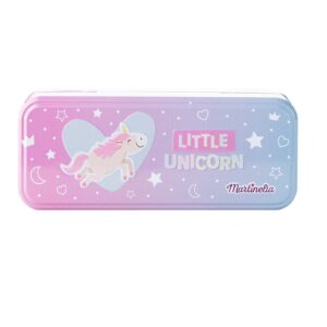 Cutie din metal cu 3 compartimente cu machiaj si accesorii pentru fetite Little Unicorn MARTINELIA