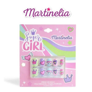 Set 10 unghii false Supergirl cu adeziv Press-On pentru fetite Martinelia