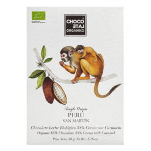 Chocolata BIO Peru Dark Milk 38% cu caramel 50g Sao Tome and Principe