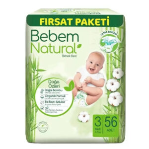 Scutece pentru copii 4-9 kg 56buc Bebem Natural