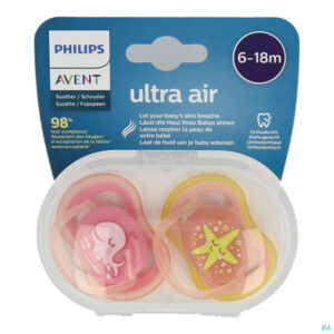 Philips Avent Ultra Air Suzete din silicon Girl 6-18m 2 buc SCF085/04