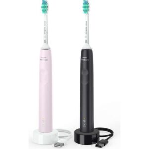 Philips Sonicare Seria 3100 Set Periute de dinti sonica electrica neagra + roz