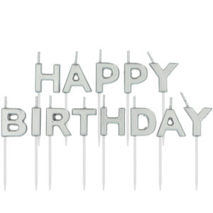 Set Lumanari Happy Birthday Argintiu Folat
