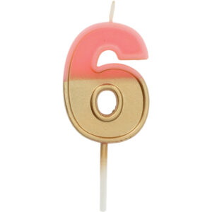 Lumanare Cifra 6 Retro Vibes roz 5cm Folat