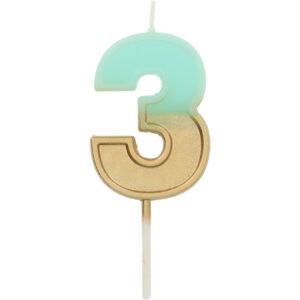 Lumanare Cifra 3 Retro Vibes albastru deschis 5cm Folat