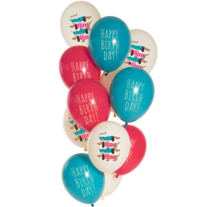 Set 12 Baloane latex Happy Birthday Pisicuta 33cm Folat
