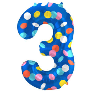 Balon Folie 86cm Colorful Dots Cifra 3 Folat