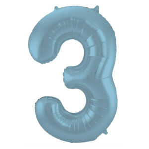 Balon Folie 86cm Matte Pastel Albastru Cifra 3 Folat