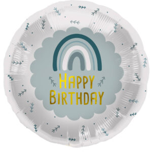 Balon Folie Happy Birthday Curcubeu albastru deshics 45cm Folat