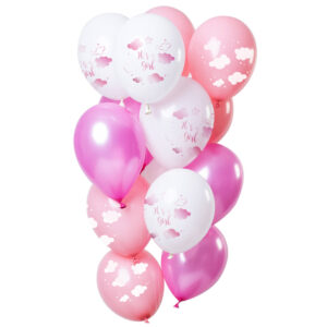 Set 12 Baloane latex Baby Shower Girl 33cm Folat