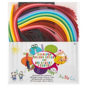 Set 300 buc hartie quilling 40 cm si forme autoadezive GRAFIX