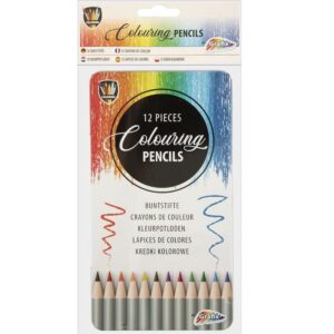 Set 12 creioane colorate in cutie metalica Grafix