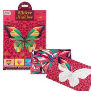 Set creativ Pictura cu Stickere pe numere 4 pagini, Fluture, Unicorn, Inima, Diamant, A4 GRAFIX
