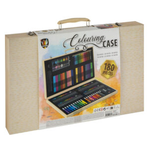 Set creativ desen multifunctional in valiza de lemn 180 piese Grafix