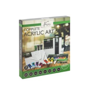 Set pictura Nassau Fine Art 38 piese cu pensule. panze. culori acrilice si accesorii GRAFIX