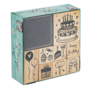 Set stampile - Ziua de nastere. 8 piese + tampon GRAFIX