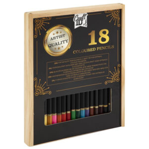 Set 18 creioane colorate in caseta de lemn Premium Craft Sensations GRAFIX