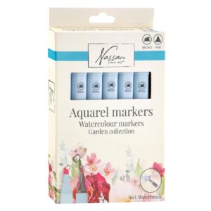 Set 6 markere acuarelabile si pensula cu rezervor Nassau Fine Art Tonuri rosii GRAFIX