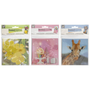 Pictura cu diamante Set 2 Felicitari, 13x13cm - La Multi Ani! In asort. Grafix