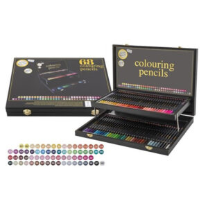 Set 68 creioane colorate in cutie lemn CraftID GRAFIX