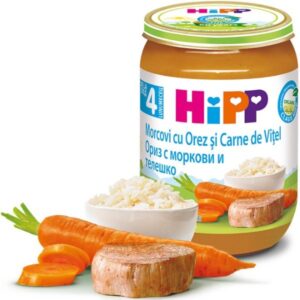 Pireu Orez cu morcovi si vitel HiPP 190 G