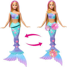 Papusa Barbie Sirena Magica Cu Flori MATTEL
