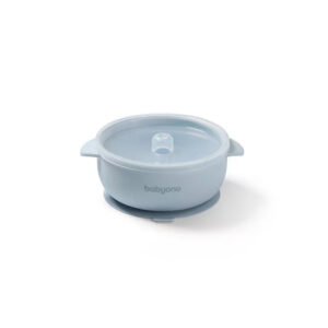 Vas din silicon cu ventuza si capac blue Babyono