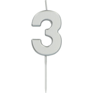 Lumanare Cifra 3 Argintiu 5 cm Folat