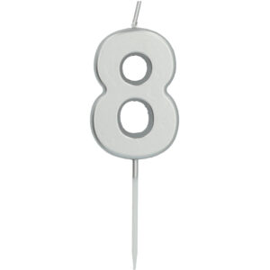 Lumanare Cifra 8 Argintiu 5 cm Folat